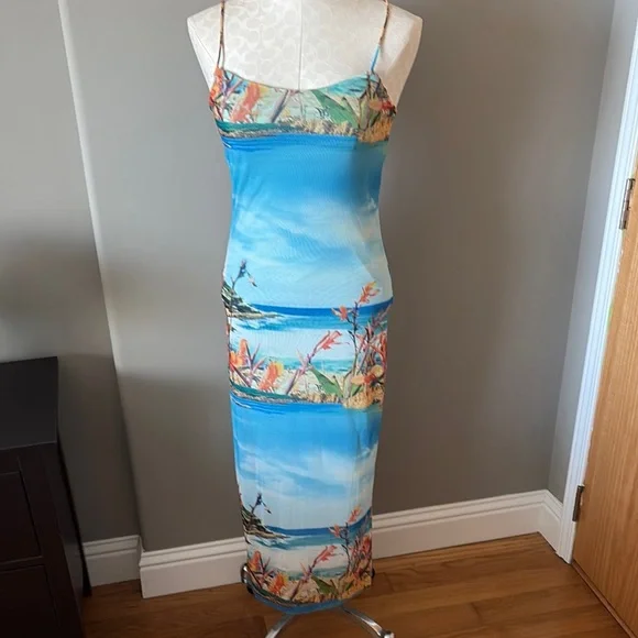 Zara Printed Resort Slip Dress Spaghetti Strap - Picture 5 of 8